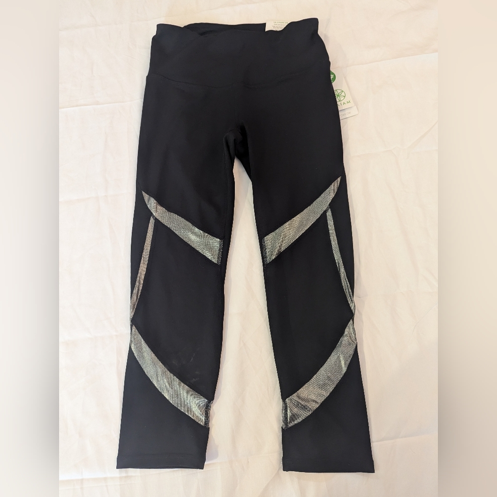 Gaiam Black crop leggings w/ metallic inserts